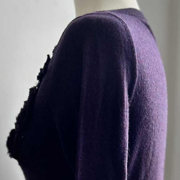 Banana Republic Rosettes & Sequins Embellished Deep Grape Merino Cardigan – US S - Picture 5 of 11